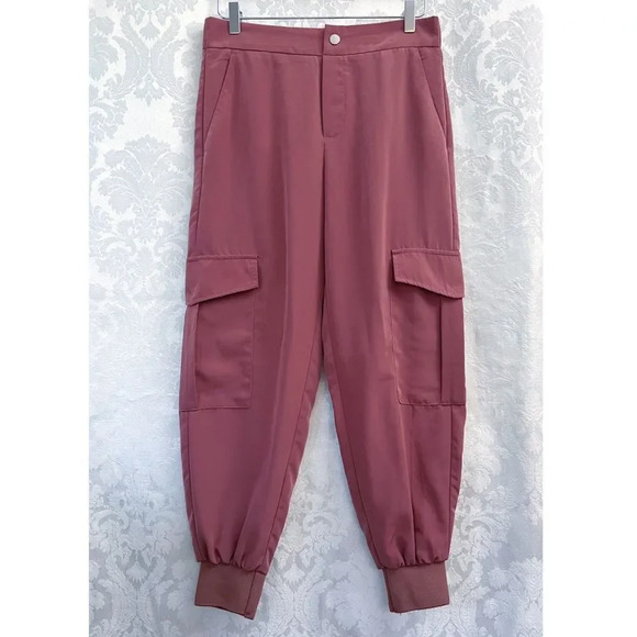 Zara Women’s Pull-On Cargo Pants In Dusty Rose Color Size M GUC Elastic Waist - Picture 2 of 8
